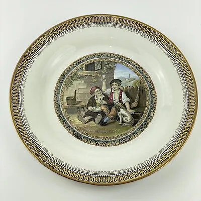 Buy Antique Staffordshire Prattware 21cm Plate Two Med Drinking With Dog • 14.95£