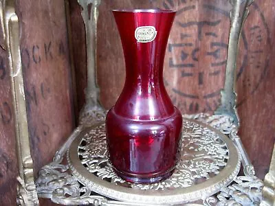 Buy Vintage 1980s Bohemia Lead Crystal Vase Czech Cut Glass Cranberry Ruby Red • 19.99£
