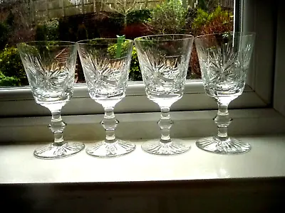 Buy Edinburgh Crystal Star Of Edinburgh Wine Glasses X 4 Etched On Base 6 In High • 24.99£