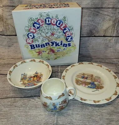Buy Royal Doulton Bunnykins  Bone China 3 Pc Set Plate Bowl Cup Mug Vintage EUC • 51.86£