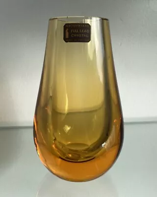 Buy Whitefriars Full Lead Crystal Amber Glass Vase: Original Label • 14.99£