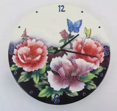 Buy Old Tupton Ware Hand Painted Wall Clock With Floral And Butterfly Design • 15£