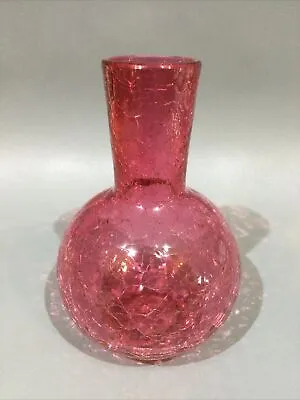 Buy Vintage Cranberry Glass Crackle Effect Vase • 14.95£