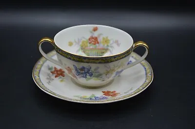 Buy Haviland Limoges Ganga Boullion Cup And Saucer EUC Blue Red Yellow Flowers Gold • 18.01£