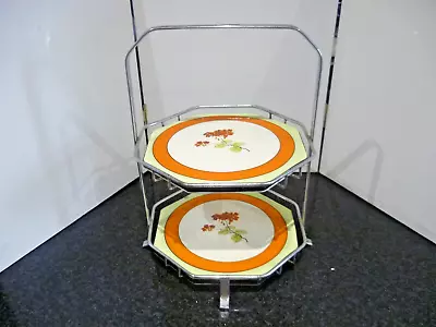 Buy Art Deco Coronet Ware Parrot & Co 2 Tier Hand Painted Cake Stand • 25£