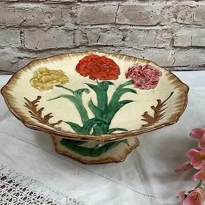 Buy Arthur Wood English Art Deco Carnation Footed Cake Plate Embossed Floral Design • 15.99£