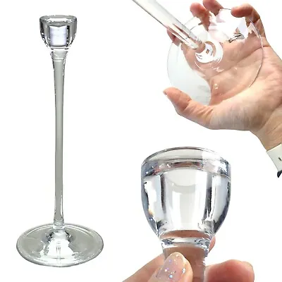 Buy VGC Vintage Handblown Tall 11” Glass Candlestick Candle Holder, Old Candelabra • 16£