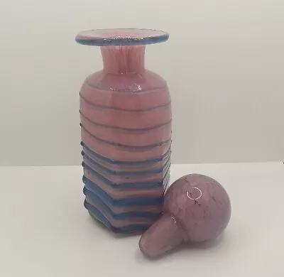 Buy Vintage Maltese Mdina Pink & Blue Trail Art Glass Decanter • 60£
