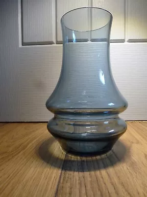 Buy Riihimaki Blue Glass Hooped Vase Scandinavia Finland Tamara Aladin 16cm High • 9.99£