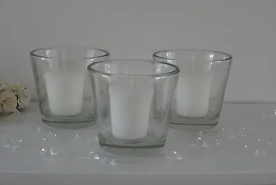 Buy Sets Modern  Large Clear Glass Candle Tea Light Pillar Votive Holders - Wedding • 9.25£