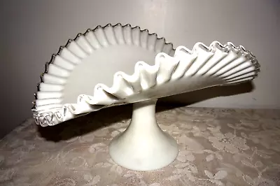 Buy Fenton Silver Crest Banana Bowl Fruit Stand Ruffled Taller Footed Base 13  X 8  • 42.74£
