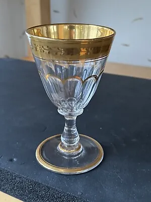 Buy Early Baccarat St. Louis Heavily Gold Gilded Flint Mouth Blown Cut Glass Goblet • 56.70£