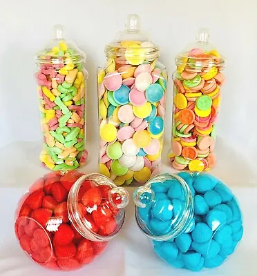 Buy 5 Large Plastic Sweet Jars For Truly Sweet Candy Buffet, Sweet Table, Wedding • 15.74£