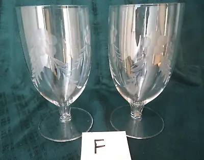 Buy Pair Of Antique Vintage Fine Etched & Cut  Footed Tumbler Cordial Glasses (F) • 15.99£