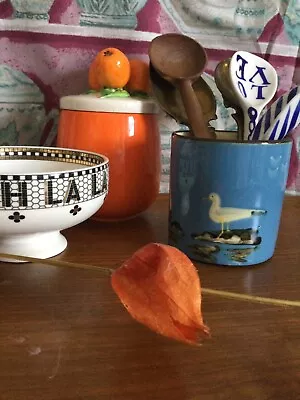 Buy Vintage { Babbacombe Torquay Redware Ceramic Cup Sugar Bowl Seagull Pen Pot Blue • 20£