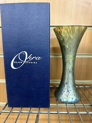 Buy Okra Glass Vase 7.5” Iridescent Green • 60£