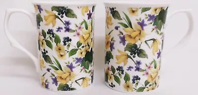 Buy Daffodils Garden Mugs Set Of 2 Fine Bone China Yellow Daffodil Flower Cups UK • 14.50£