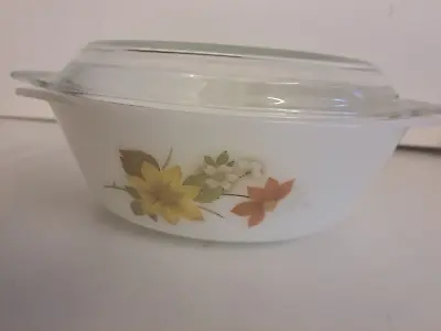 Buy Vintage JAJ - Pyrex Milk Glass Autumn Glory Floral Design Casserole Dish 20cm • 14.99£