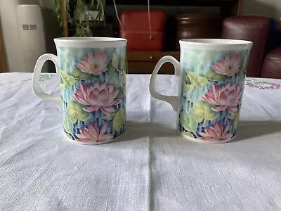 Buy Pair Collectible DUCHESS Fine Bone China Water Lilies Floral Cup/Mug • 20£