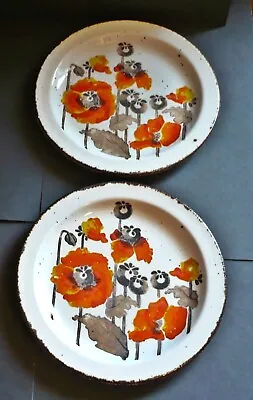 Buy 1970’s Vintage Stonehenge Midwinter ‘Autumn’ Poppies Side Plates X 2 - A/F • 10£