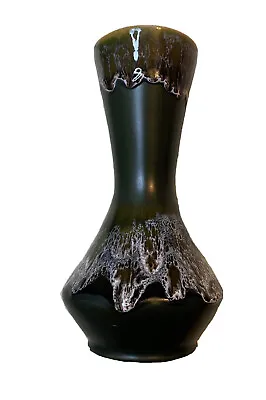 Buy Vintage Kingston Pottery Drip Glaze Vase Dark Green 20.5cm High • 9.95£