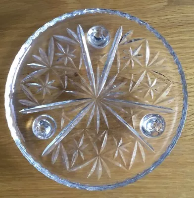 Buy Lead Crystal Cake Plate Oxford Design With Feet • 14.99£