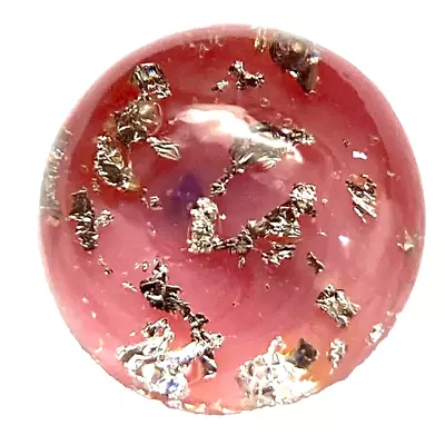 Buy 1/2  Lovely Antique Pink Glass Paperweight Button W Silver Foil Flecks • 3.68£