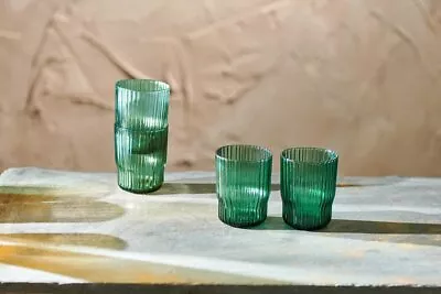 Buy 1 Green Water Glass / Tumbler, Rustic Chunky Teal Coloured Glassware, Fali Nkuku • 8.75£