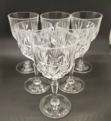 Buy Crystal Cut Glass Wines Glasses Set Of 6 Fan Design 5.75  14.5cm 150ml Vintage • 24.99£