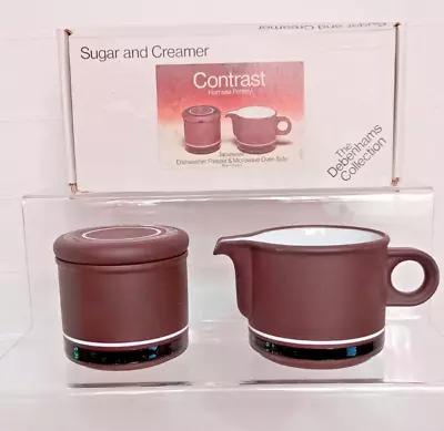 Buy Retro Hornsea Contrast Matt Brown And Gloss White Milk Jug Lidded Sugar Bowl NEW • 9£