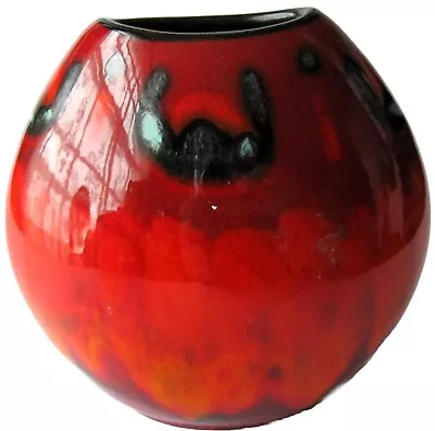 Buy Small Signed Poole Pottery Vase Vintage Red Orange Blue Black • 16£