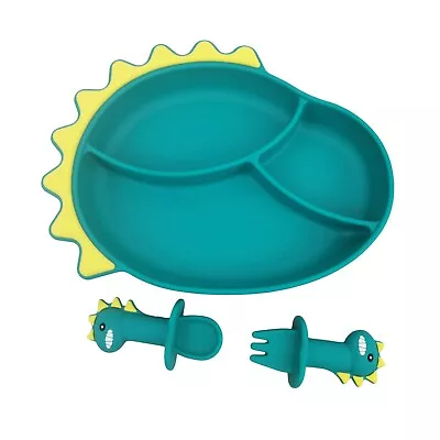 Buy Dinosaur Cartoon Silicone Suction Plate Set For Baby Feeding Bowl BPA Free • 8.88£