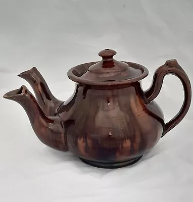 Buy Large Antique 19th Century Victorian Treacle Glazed Twin Spouted Teapot • 55£
