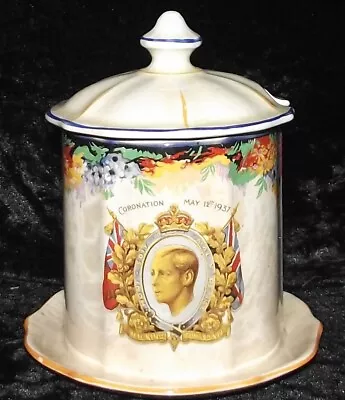 Buy Vintage 1937 Edward VIII Coronation Pottery Jam Jar & Cover. UK ONLY Free Post • 10£