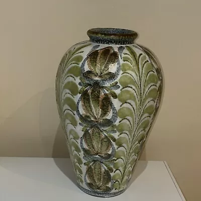 Buy Stoneware Bourne Denby Glyn Colledge Signed Vase Leaf & Branch Green Brown 13.5” • 25£