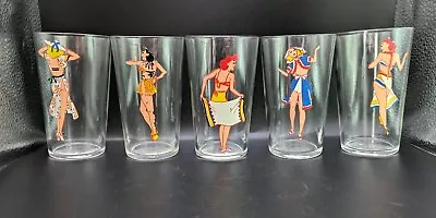 Buy Lot Of 5 Vintage Peek-a-Boo Girl Glasses Risqué Pin-up Girls '50’s Reverse Image • 49.95£