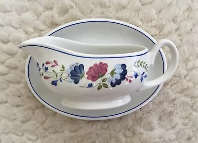 Buy BHS Priory White Multi Floral Gravy Sauce Boat & Stand Saucer Never Used • 13£
