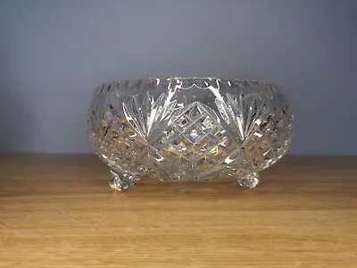 Buy Cut Glass Crystal 3 Footed Fruit Bowl • 7£