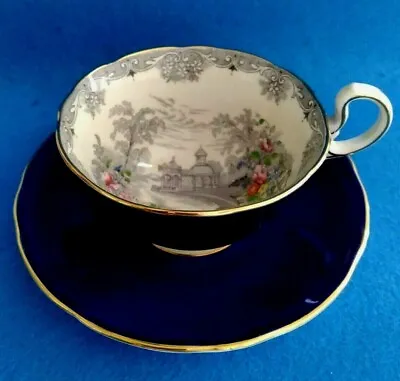 Buy Aynsley Fine Bone China Blue Cobalt & Gold Teacup Saucer English Queen's Garden • 36.50£