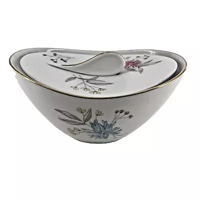 Buy Vintage Thomas Rosenthal Germany Porcelain Lidded Sugar Bowl Atomic Blue Mums • 19.59£