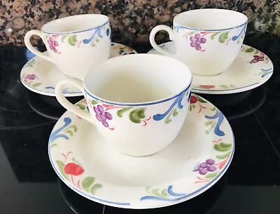 Buy Poole Cranborne Set Of 3 Cups With Rimmed Saucers • 14.95£