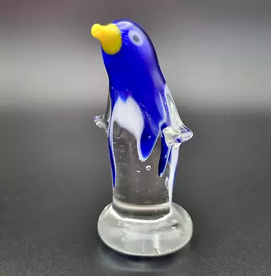 Buy Vintage Penguin Hand Blown Murano? Glass Animal Art Figurine 8cm Blue & White • 12.99£