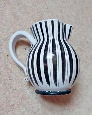Buy Vintage Black And White Striped Pottery Jug/vase • 16£