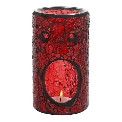 Buy Red Pillar Crackle Glass Oil / Wax Melt Burner • 8.14£