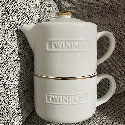 Buy Teapot & Cup Branded Twinings Embossed Logo Luxury 350ml Fine Bone China  • 19.99£
