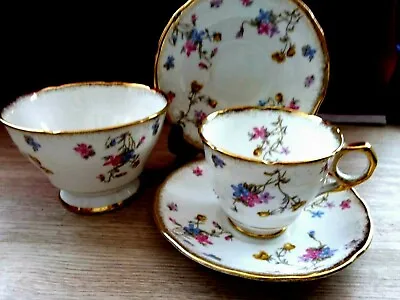 Buy Vintage Royal Stafford Bone China Violets-Pompadour Tea Cup-Saucer-Bowl England • 19£