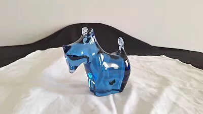 Buy Wedgwood Art Glass Scottie Dog Paperweight Blue • 8.25£