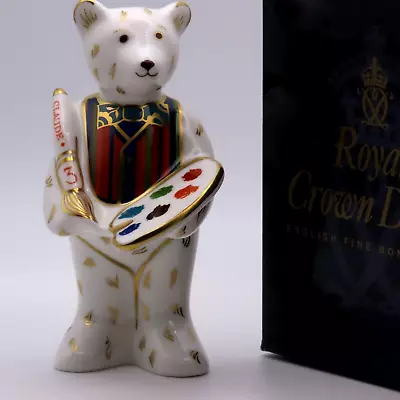 Buy Royal Crown Derby Miniature Bear Figurine The Artist Claude Gold Stopper RCD Box • 45£