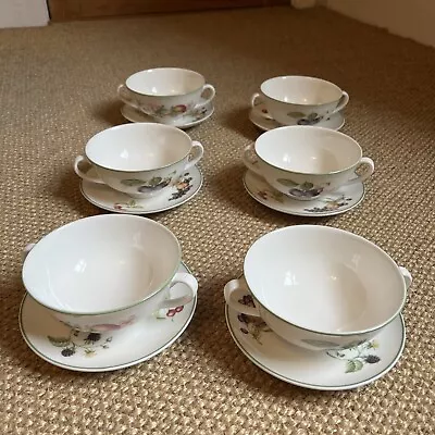 Buy Vintage M&S St Michael ASHBERRY Fine China Bowl And Saucers Duo X 6 Sets • 17.99£