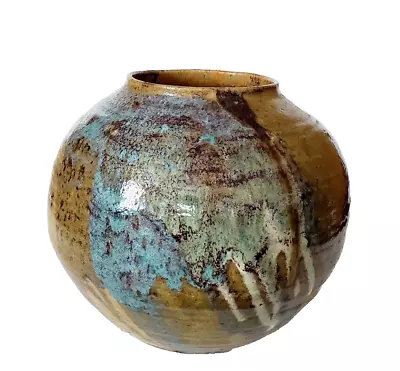 Buy Vintage Mcm Studio Art Pottery Large Sphere Round Glazed Vase Signed • 229.61£